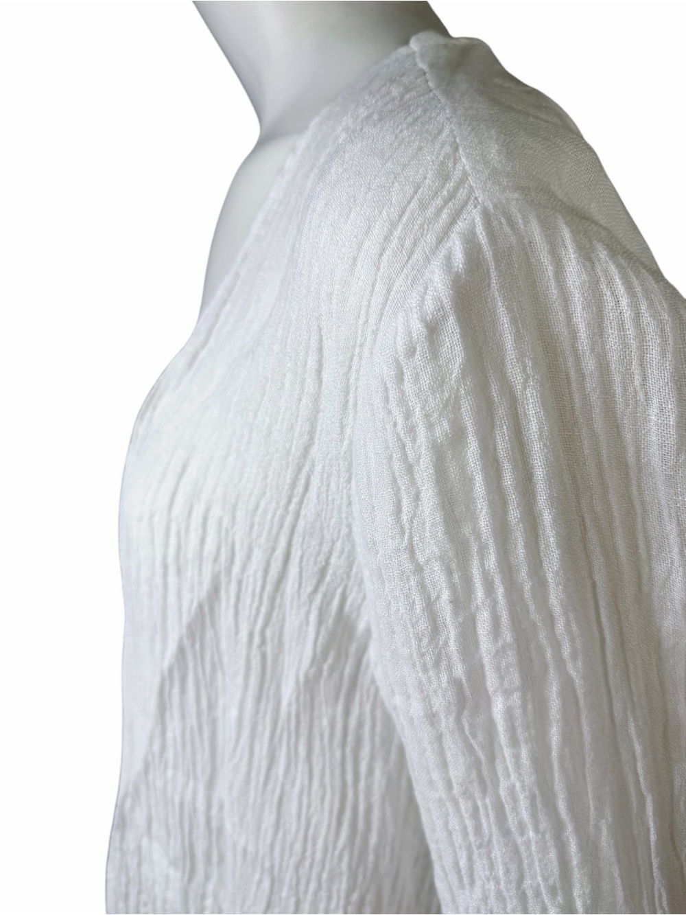 Pure Jill White Linen Open Front Beach Cover Up Cardigan M - Picture 5 of 12